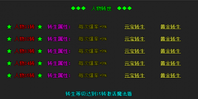 网通传奇私服网中黄金转生和元宝转生的区别